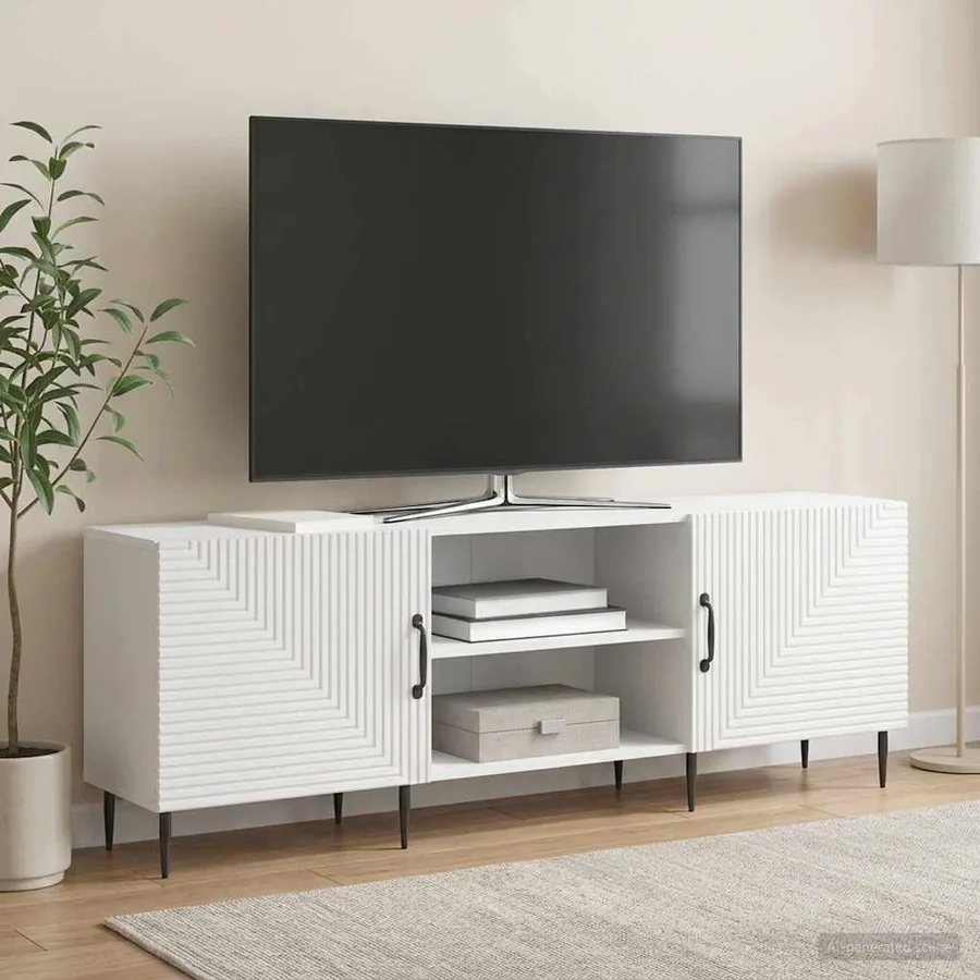 Meuble TV Blanc brillant 150 x 31 x 50 cm Bois d'ingénierie - 4