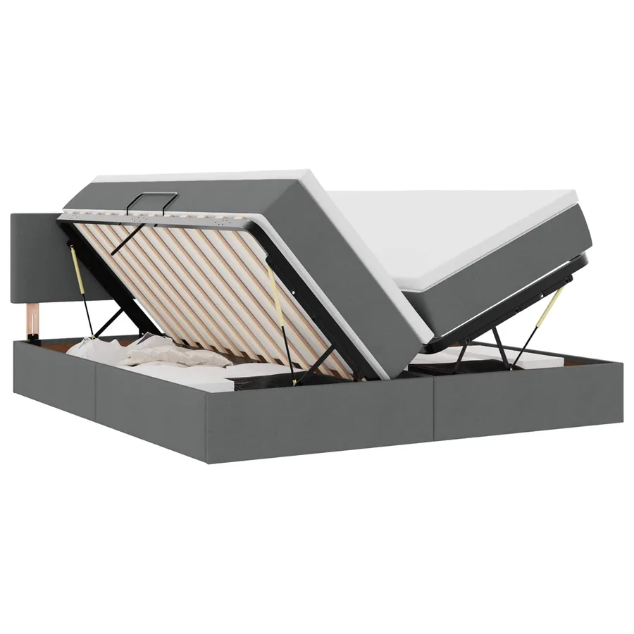 Lit de Rangement Gris foncé 200 x 200 cm Cuir synthétique - 2