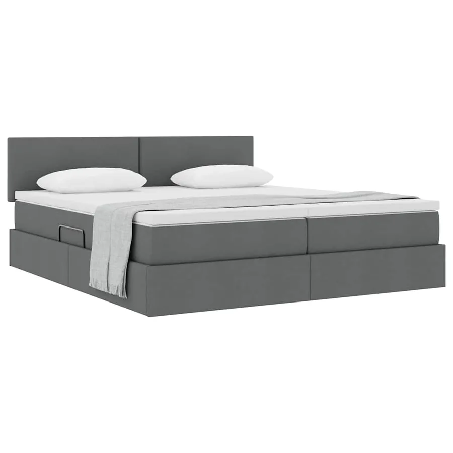 Lit de Rangement Gris foncé 200 x 200 cm Cuir synthétique - 3