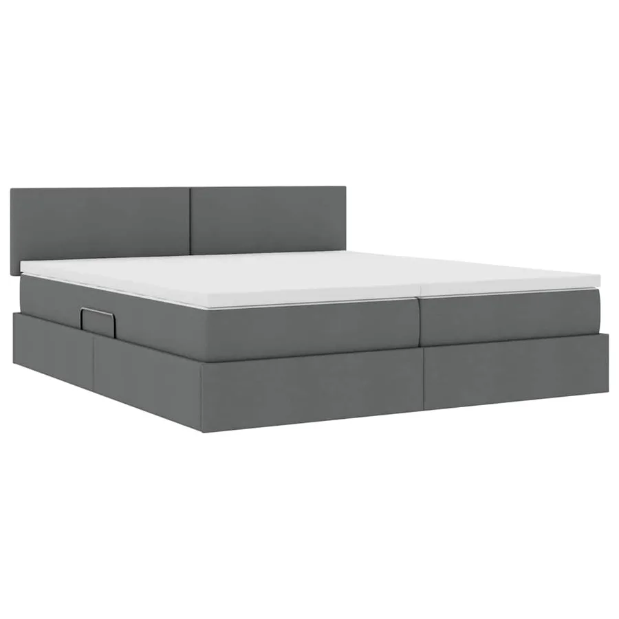 Lit de Rangement Gris foncé 200 x 200 cm Cuir synthétique - 5