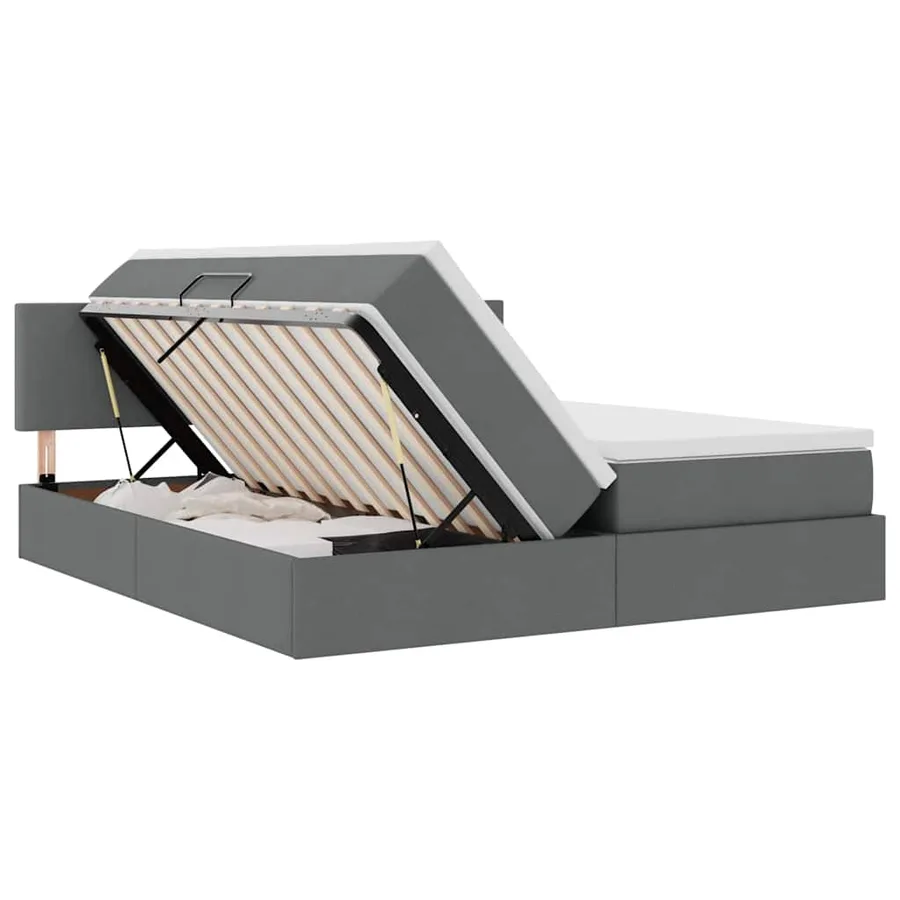 Lit de Rangement Gris foncé 200 x 200 cm Cuir synthétique - 7
