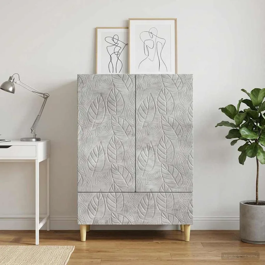Buffet Gris béton 66 x 34,5 x 95 cm Bois d'ingénierie - 3