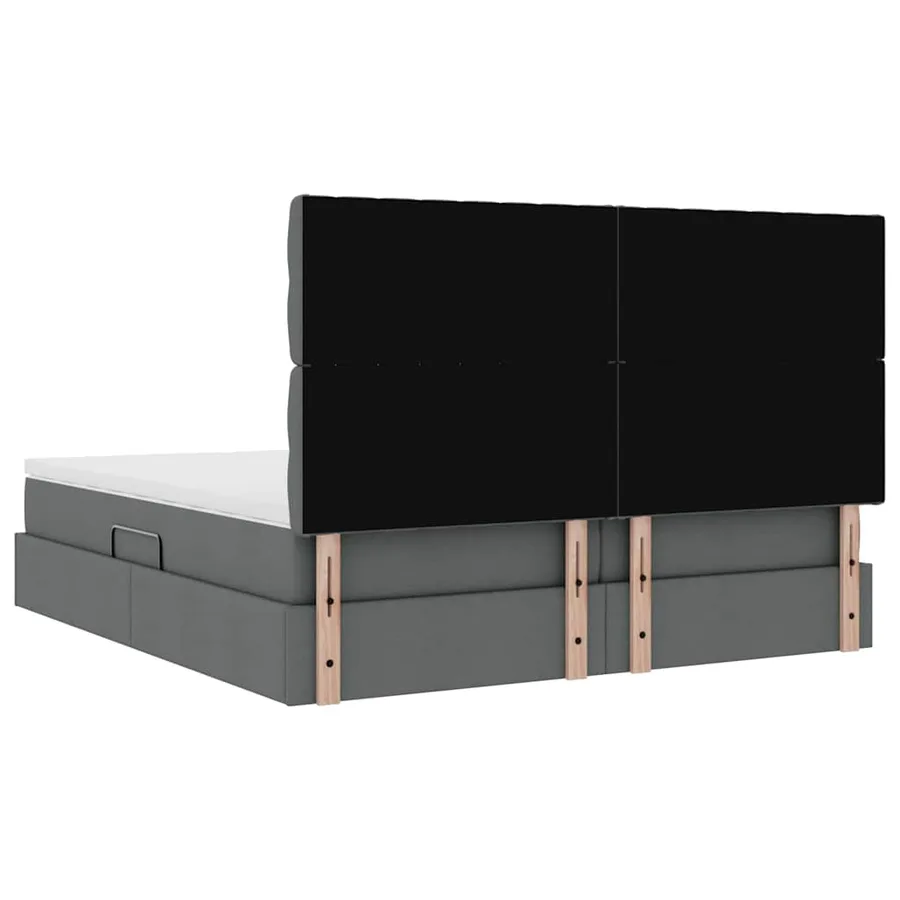 Lit de Rangement avec tête de lit Gris foncé 200 x 200 cm Tissu - 12