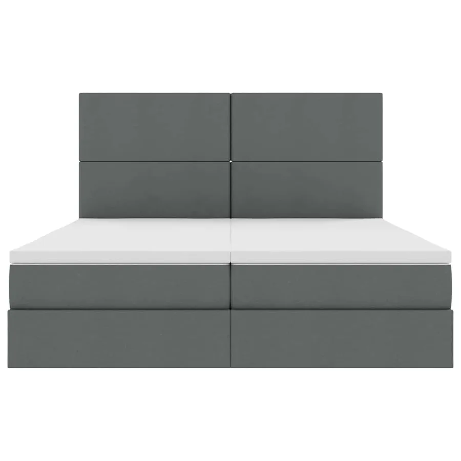 Lit de Rangement avec tête de lit Gris foncé 200 x 200 cm Tissu - 10