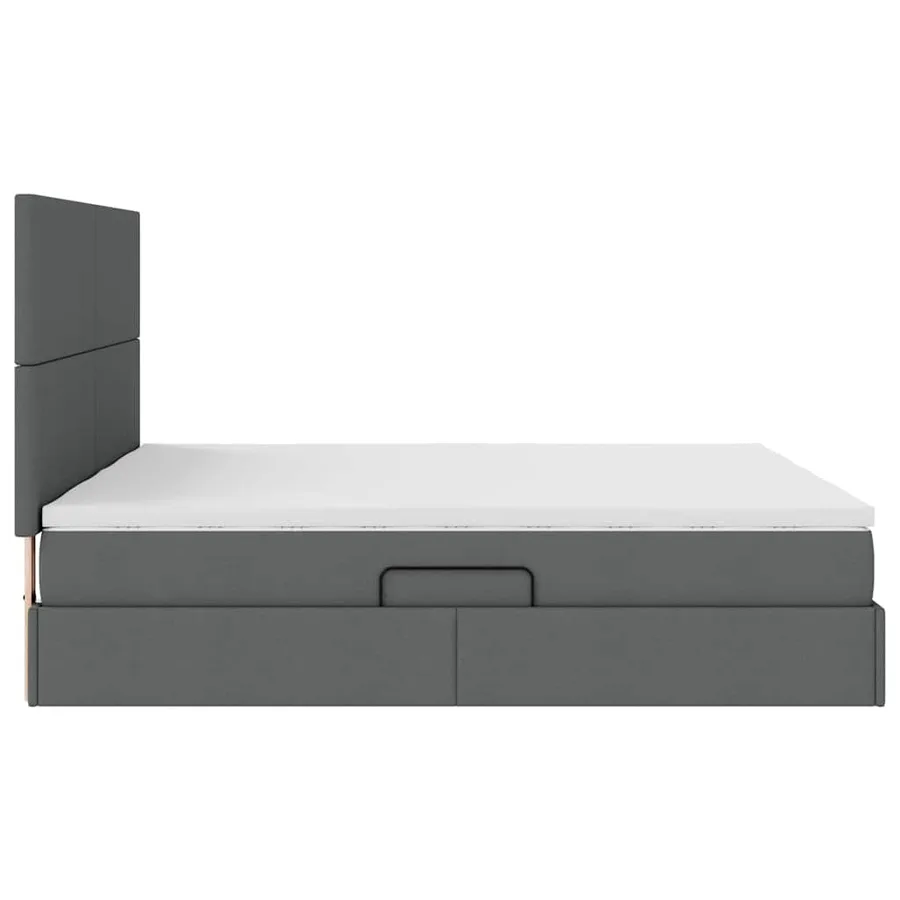 Lit de Rangement avec tête de lit Gris foncé 200 x 200 cm Tissu - 11