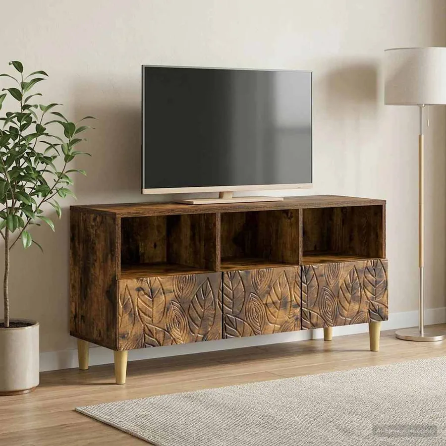 Meuble TV 102 x 34,5 x 50 cm Chêne fumé Bois d'ingénierie