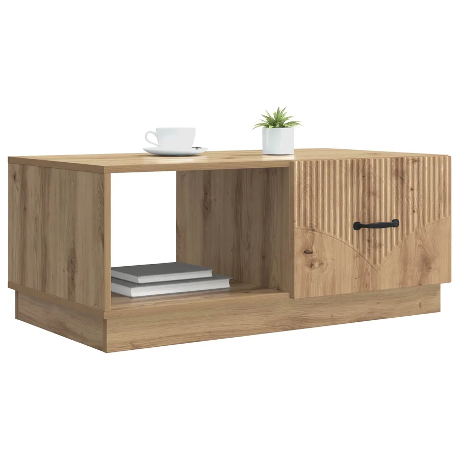 Table basse Chêne artisanal 90 x 50 x 37 cm Bois d'ingénierie - 3