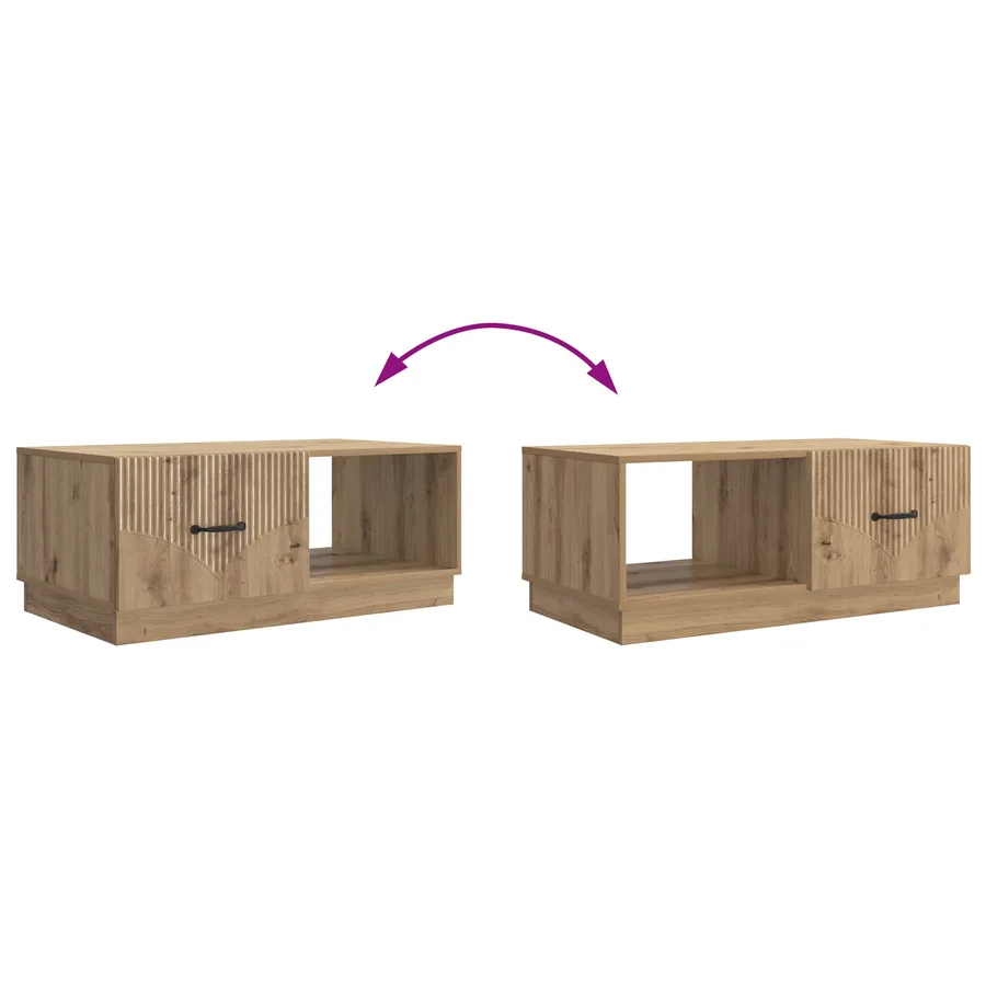 Table basse Chêne artisanal 90 x 50 x 37 cm Bois d'ingénierie - 8