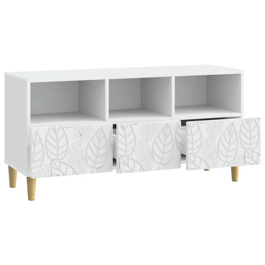 Meuble TV 102 x 34,5 x 50 cm Blanc Bois d'ingénierie - 4