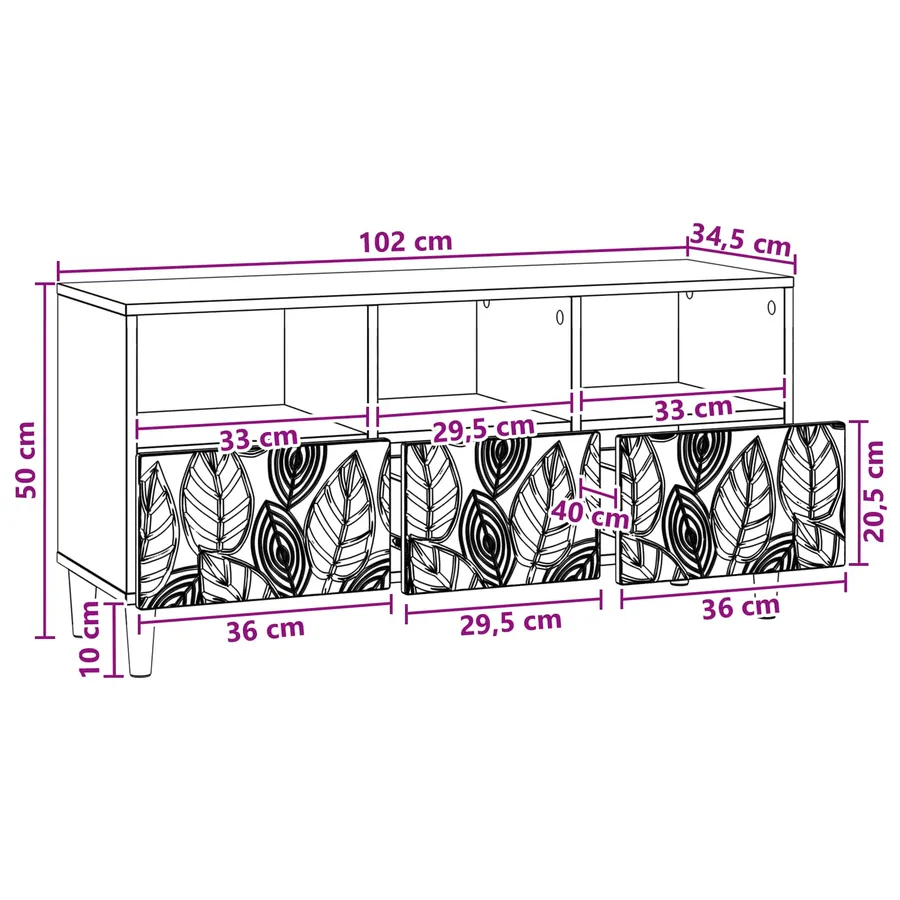Meuble TV 102 x 34,5 x 50 cm Blanc Bois d'ingénierie - 8