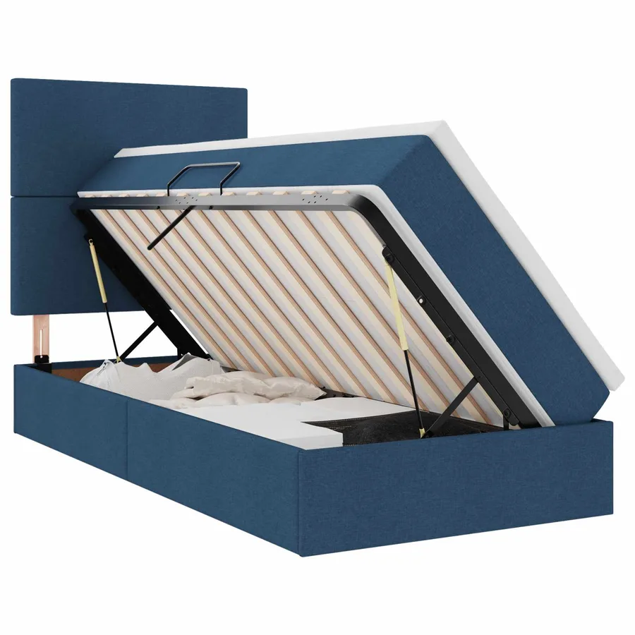 Lit de rangement LED avec matelas Bleu 90 x 200 cm Tissu - 2