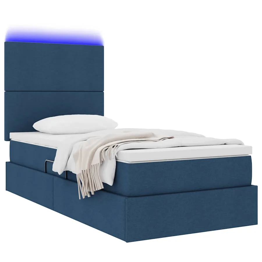 Lit de rangement LED avec matelas Bleu 90 x 200 cm Tissu - 3