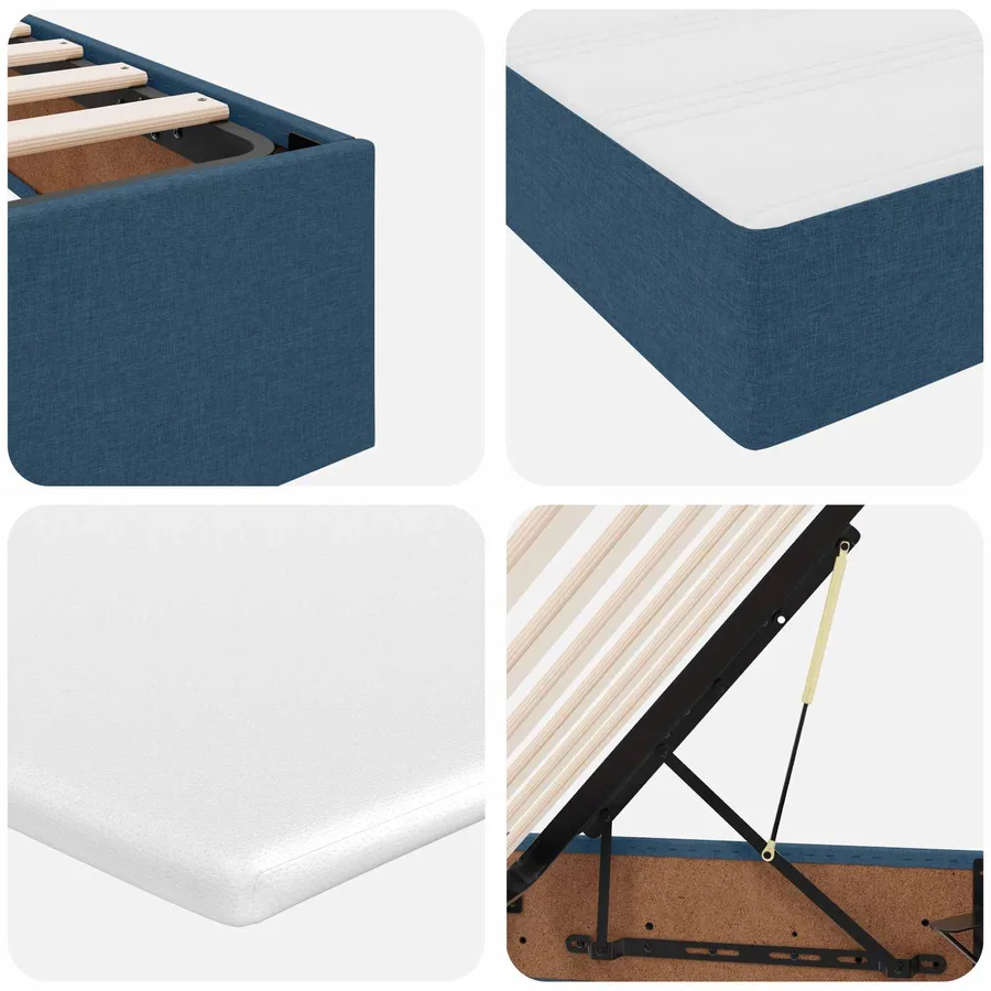 Lit avec rangement et matelas Bleu 90 x 200 cm Polyester - 11