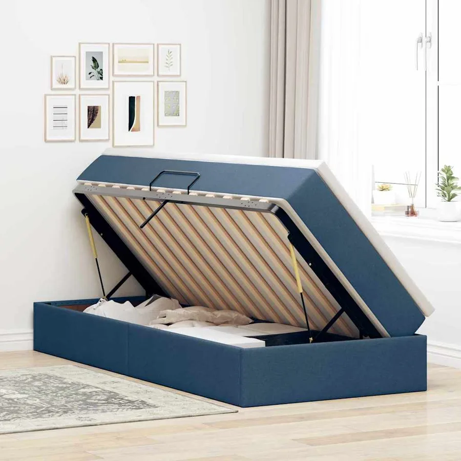 Lit avec rangement et matelas Bleu 90 x 200 cm Polyester - 4