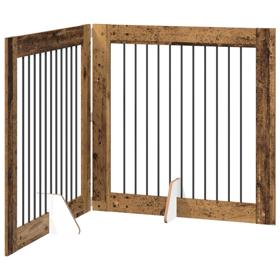 Porte de chien pliable avec supports 2 pcs Bois ancien 200,5 cm - 2
