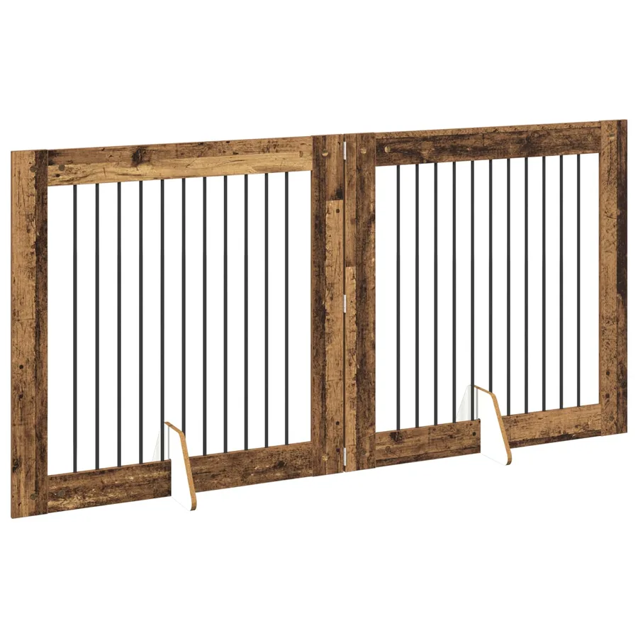 Porte de chien pliable avec supports 2 pcs Bois ancien 200,5 cm - 3