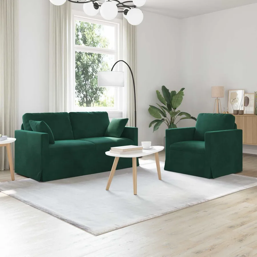 Ensemble de Canapés 2 pcs Vert foncé 158 x 78 x 80 cm Velours