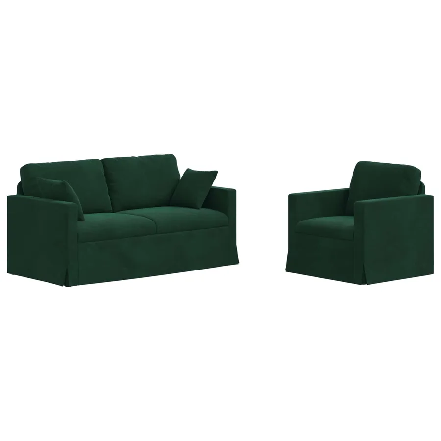 Ensemble de Canapés 2 pcs Vert foncé 158 x 78 x 80 cm Velours - 2