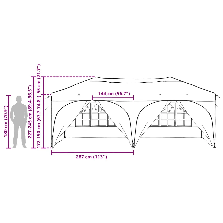 Tente de fête pop-up 575 x 288 x 245 cm Terre cuite - 19