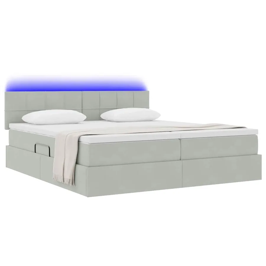 Lit de rangement LED avec matelas Gris clair 200 x 200 cm - 3