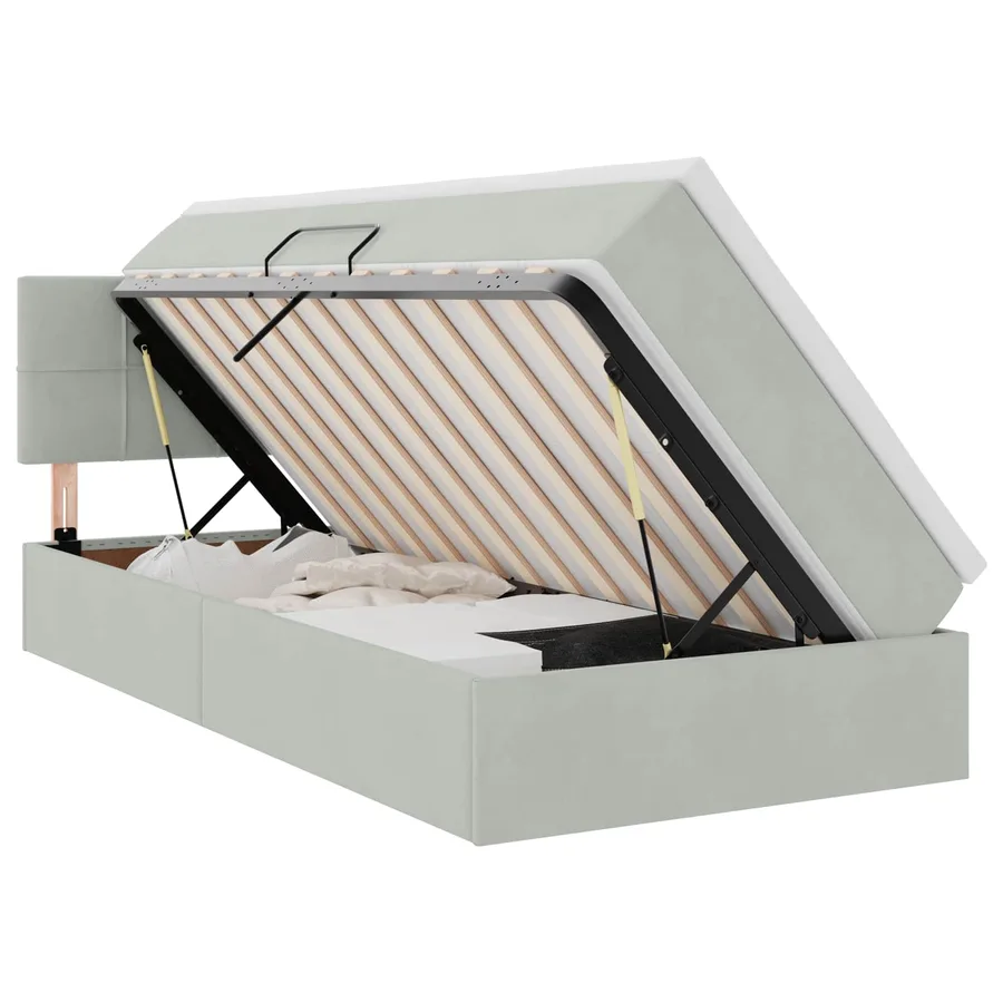 Lit de rangement LED avec matelas Gris clair 100 x 200 cm - 2