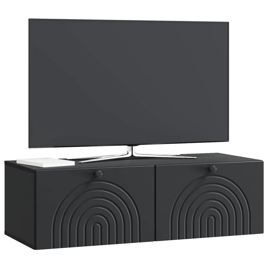 Meuble TV mural Noir 99 x 41 x 30 cm Bois d'ingénierie - 3