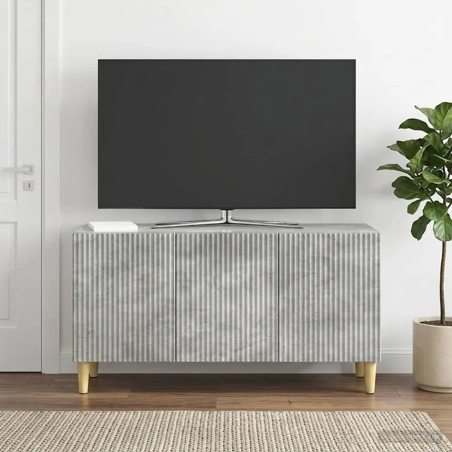 Meuble TV Gris béton 99 x 34,5 x 50 cm Bois d'ingénierie - 4