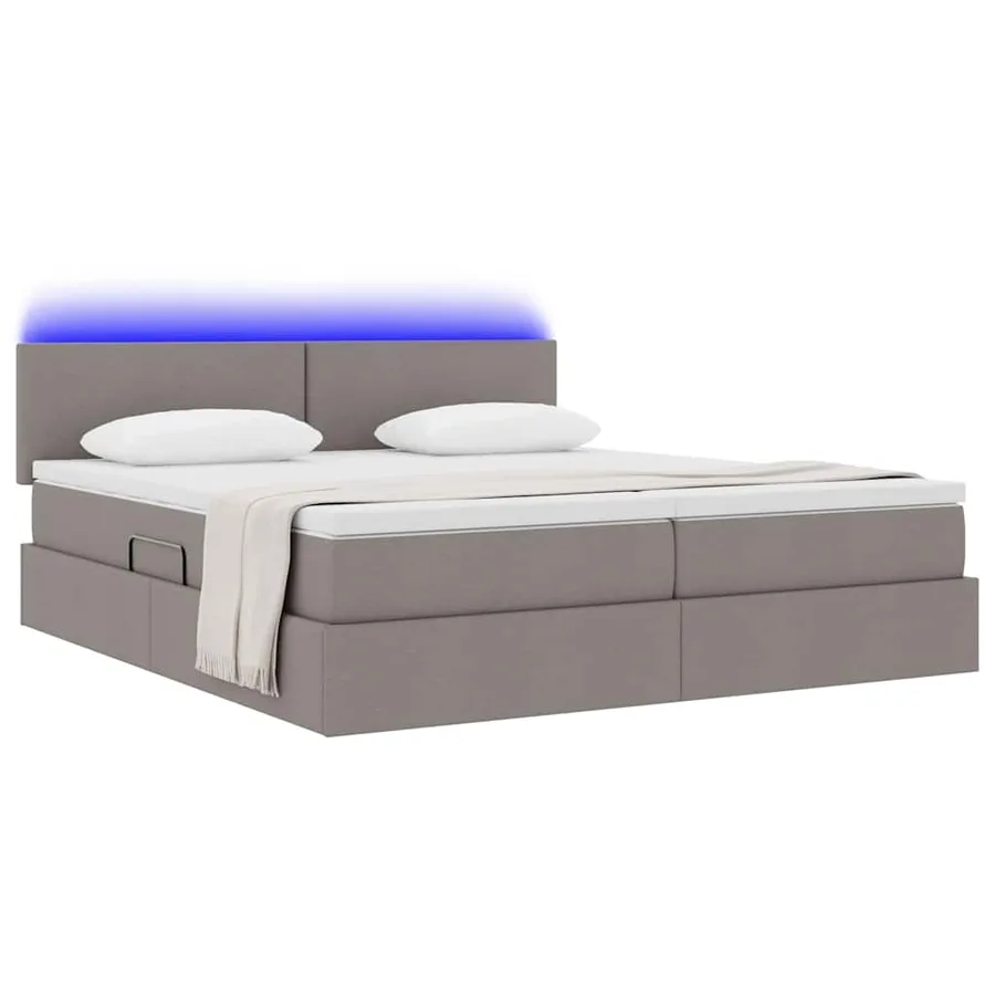 Lit de rangement LED avec matelas Taupe 200 x 200 cm Tissu - 3