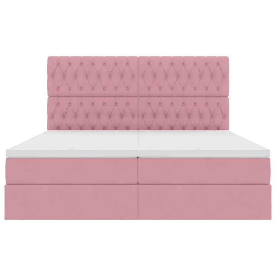 Lit de rangement LED avec matelas Rose 200 x 200 cm Velours - 11