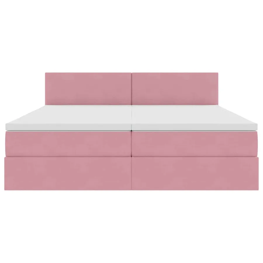 Lit de rangement LED avec matelas Rose 200 x 200 cm Velours - 11