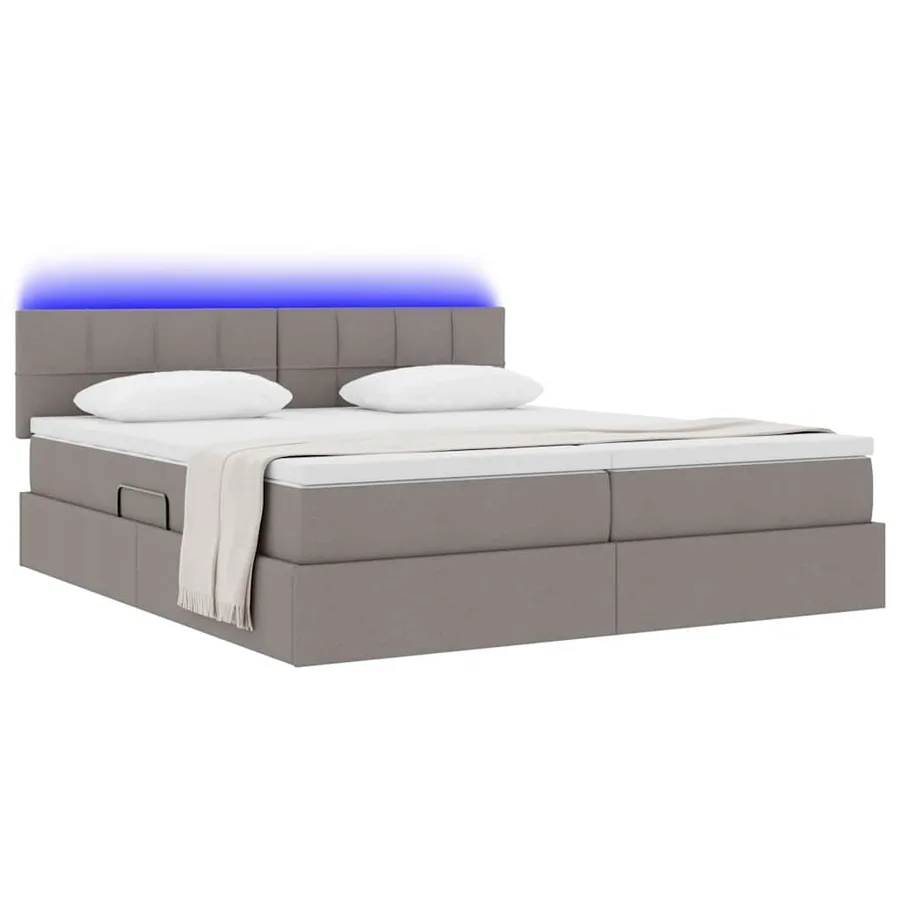 Lit de rangement LED avec matelas Taupe 200 x 200 cm Tissu - 3