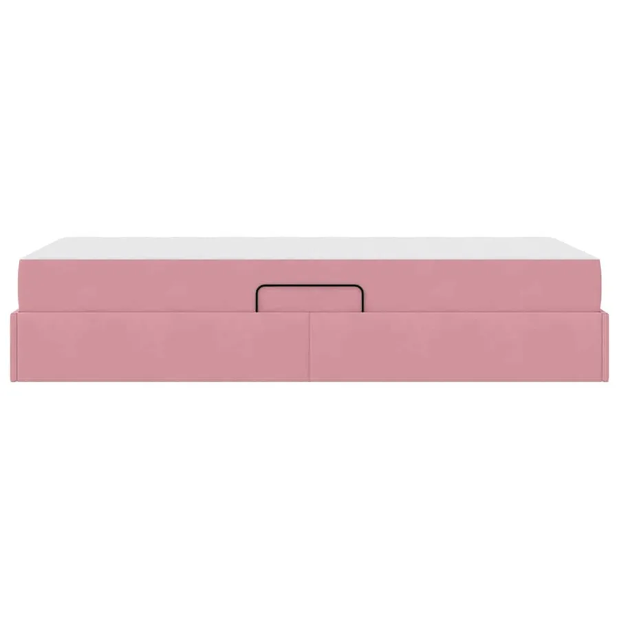 Lit avec rangement et matelas Rose 100 x 200 cm Velours - 9