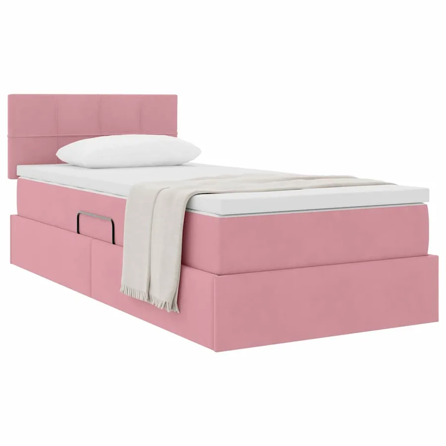 Lit de Rangement avec matelas Rose 100 x 200 cm Velours - 3