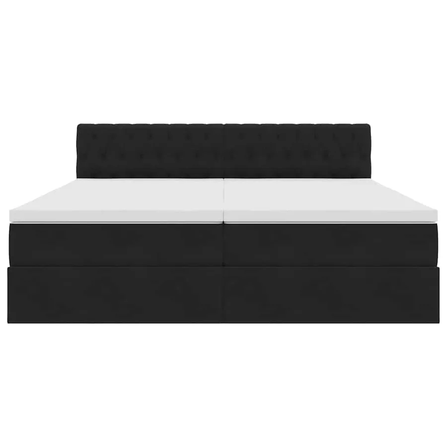 Lit de rangement LED avec matelas Noir 200 x 200 cm Velours - 11