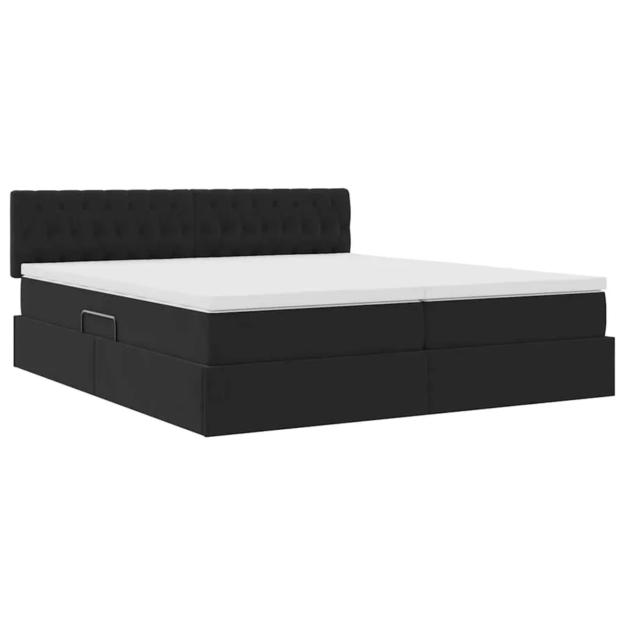 Lit de rangement LED avec matelas Noir 200 x 200 cm Velours - 6