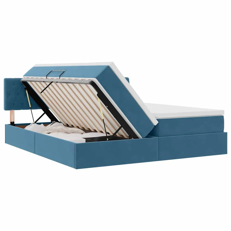 Lit de Rangement avec matelas Bleu foncé 100 x 200 cm - 7