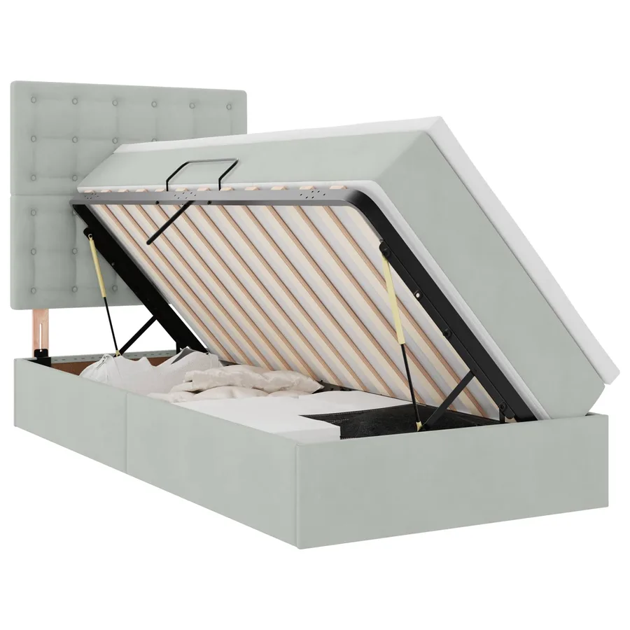 Lit de rangement LED avec matelas Gris clair 90 x 190 cm - 2