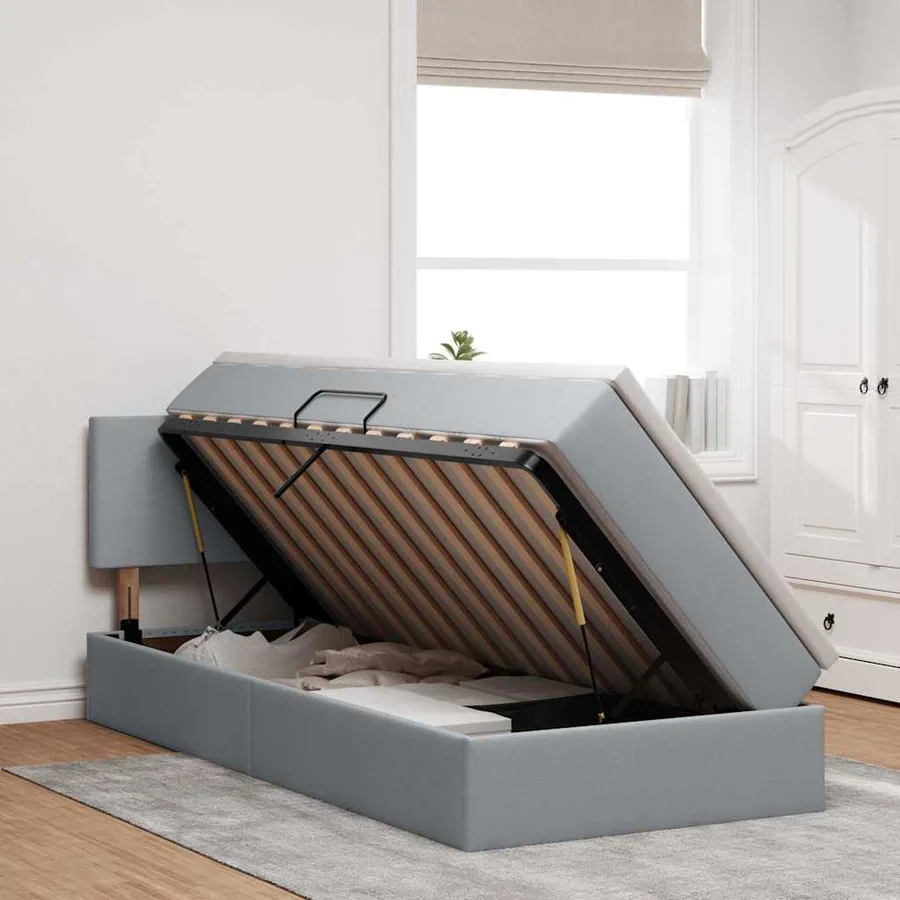 Lit avec rangement et matelas Gris clair 90 x 200 cm - 4