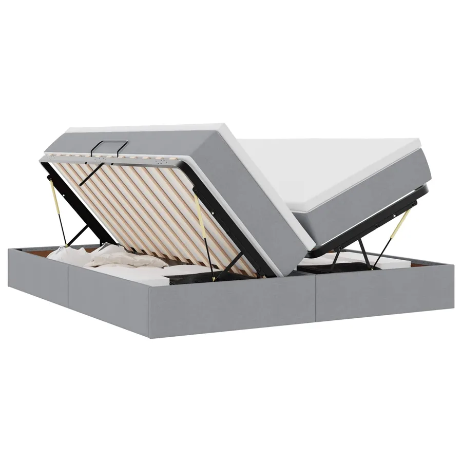 Lit avec rangement et matelas Gris clair 180 x 200 cm Polyester - 2
