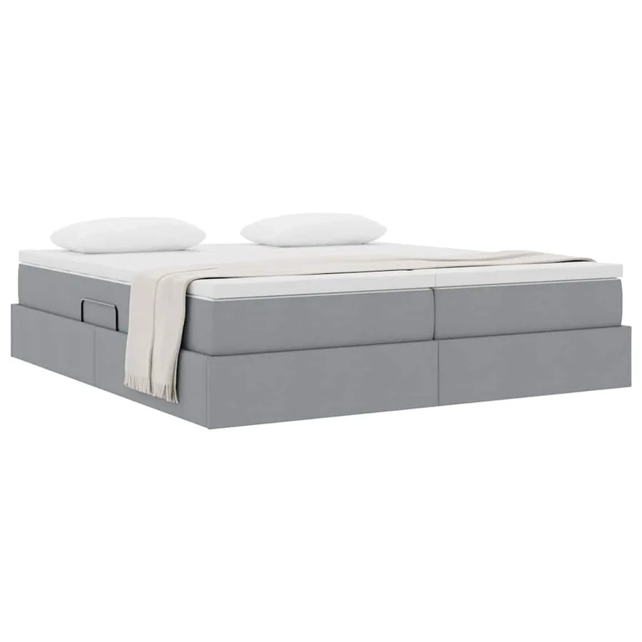 Lit avec rangement et matelas Gris clair 180 x 200 cm Polyester - 3