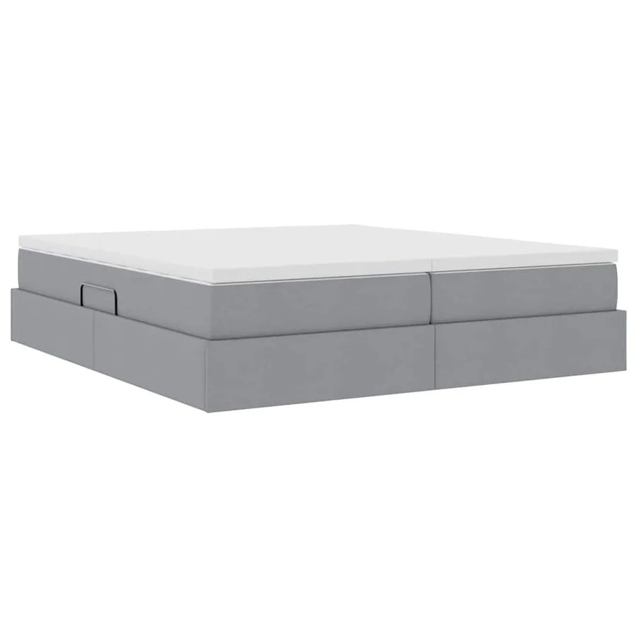 Lit avec rangement et matelas Gris clair 180 x 200 cm Polyester - 5