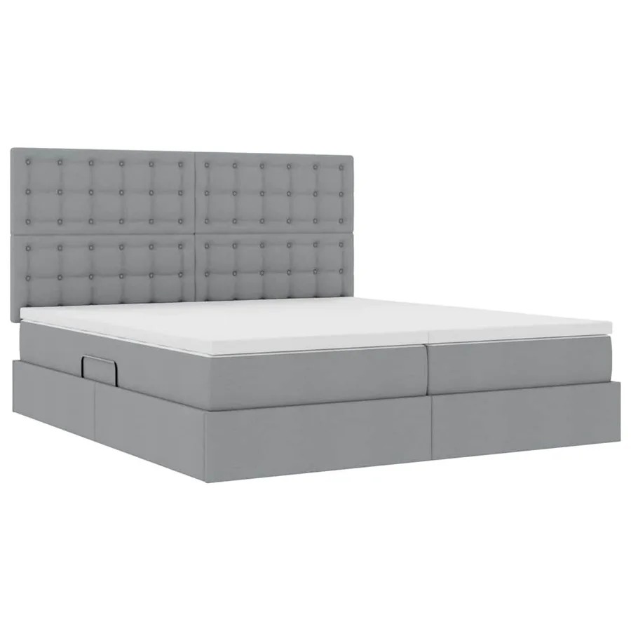 Lit de rangement LED avec matelas Gris clair 180 x 200 cm Tissu - 6