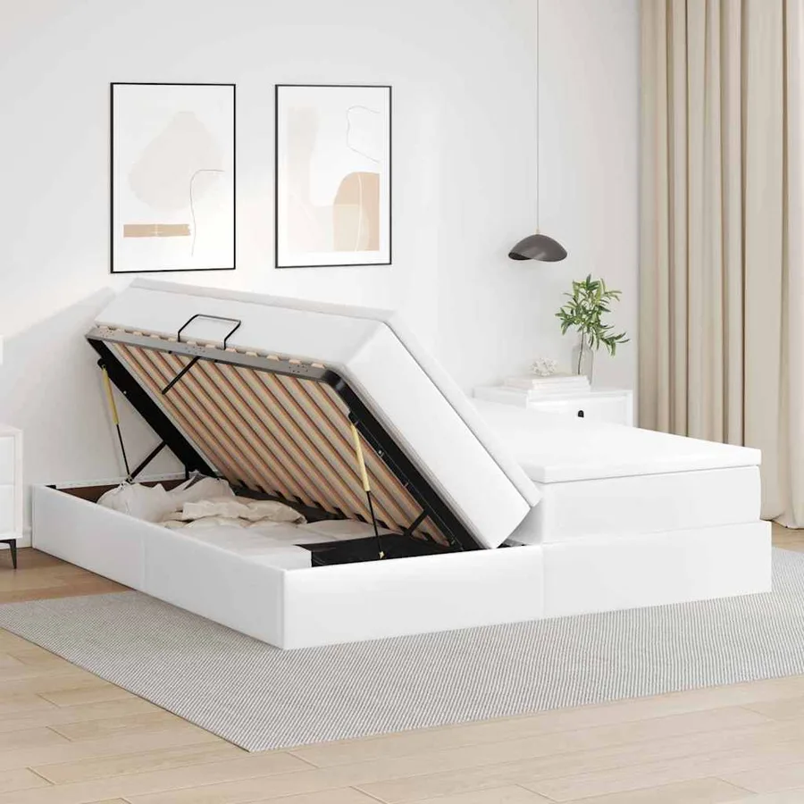 Lit avec rangement et matelas avec matelas Blanc 180 x 200 cm - 4