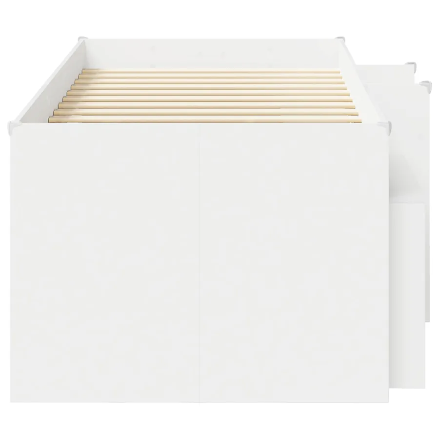 Cadre de lit en loft avec armoire 3 pc Blanc Bois d'ingénierie - 4