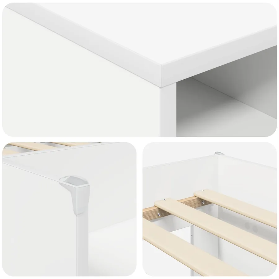 Cadre de lit en loft avec armoire 3 pc Blanc Bois d'ingénierie - 6