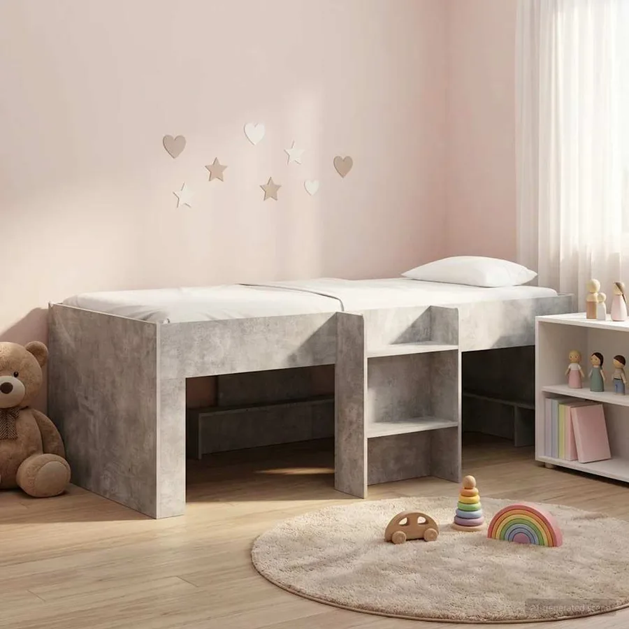 Cadre de Lit Élevé pour Enfants Gris béton 75 x 190 cm - 3