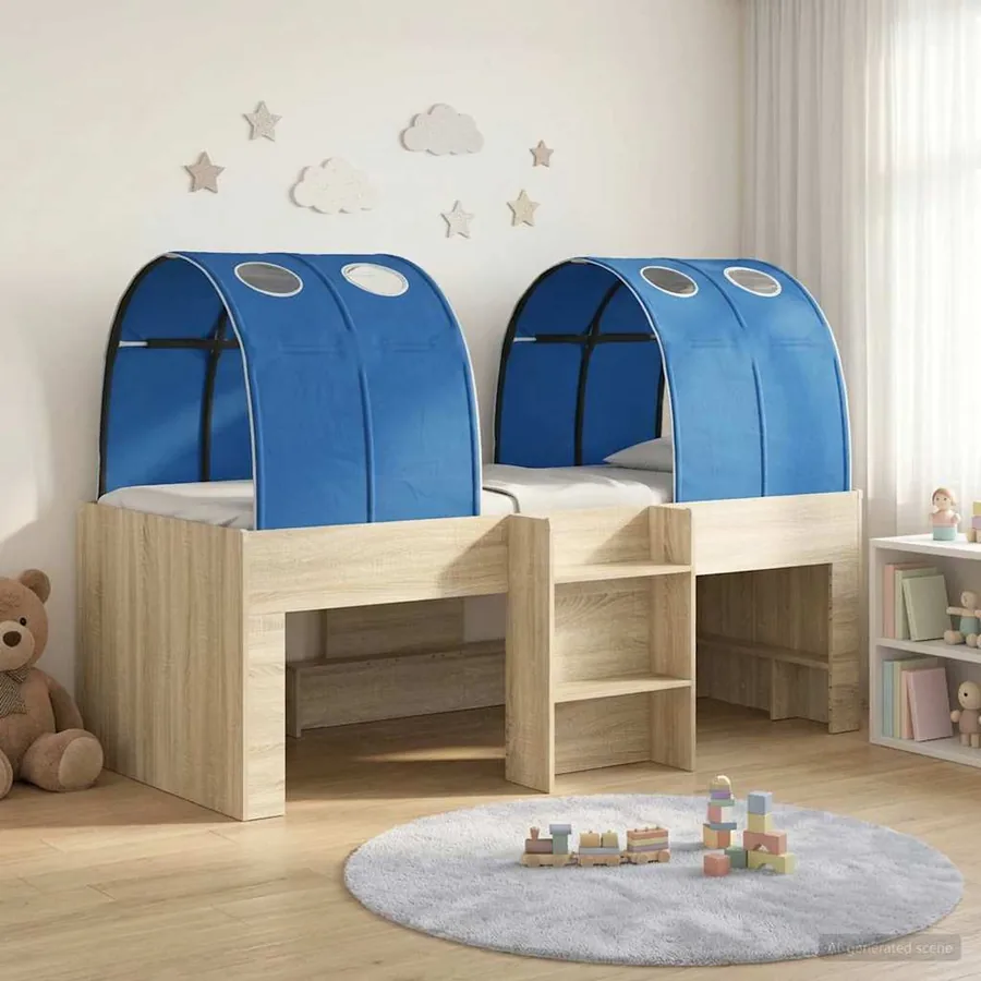 Lit avec Tunnel 3 pc Sonoma et Bleu Bois d'ingénierie