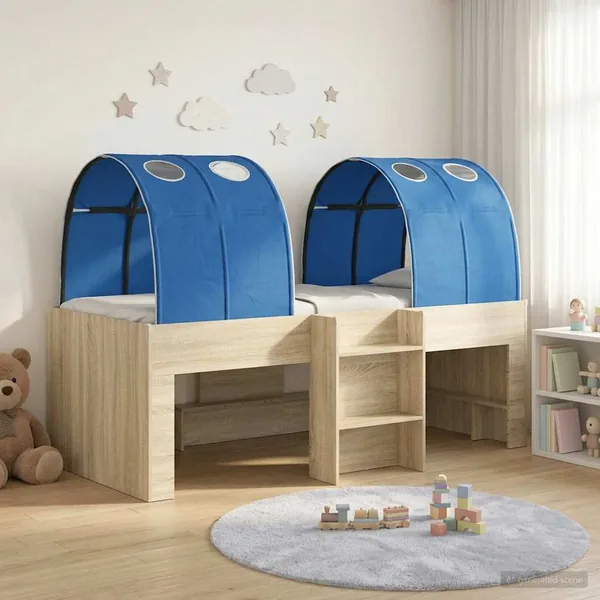 Lit avec Tunnel 3 pc Sonoma et Bleu Bois d'ingénierie