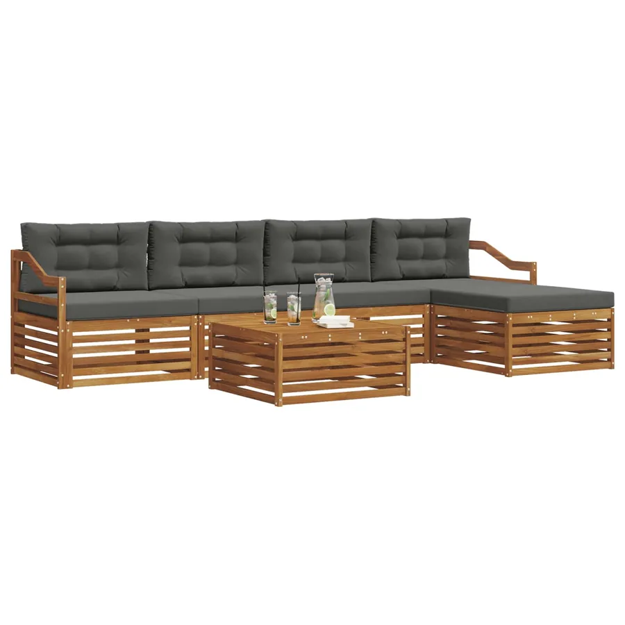 Ensemble de canapés d'extérieur 6 pcs Naturel et Anthracite - 3