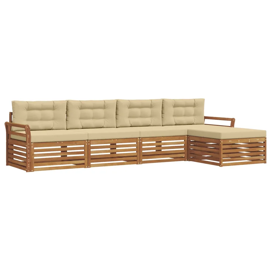 Ensemble de canapés d'extérieur 5 pcs Naturel et Beige - 2